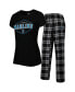 Women's Black, Gray Miami Marlins Badge T-shirt and Pajama Pants Sleep Set