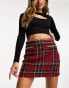 Фото #4 товара ASOS DESIGN boucle mini skirt with chain details in red check