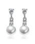 ფოტო #1 პროდუქტის Pearl Drop Earrings with Cubic Zirconia Accents Earrings for Women