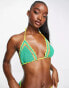 Фото #1 товара ASOS DESIGN contrast crochet halter triangle bikini top in green