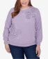 ფოტო #7 პროდუქტის Plus Size Classic Sherpa Floral Embroidered Sweater