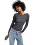 Фото #1 товара Monki long sleeve knitted crop top in black and white stripe