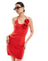 ASOS DESIGN knitted rose mini dress in red Красный, S - EU 36-38 - фото #1