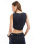 Фото #4 товара ASOS DESIGN denim slim fit cropped tank top in indigo