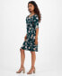 ფოტო #4 პროდუქტის Petite Printed Elbow-Sleeve Sheath Dress