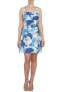 Фото #2 товара CECE 155877 Women's Floral Fit & Flare Dress Sleeveless Smoke Blue Sz. 10