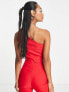 Фото #3 товара Vesper one shoulder ruched crop top co-ord in red