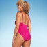Фото #3 товара Women's Square Neck Pucker High Leg One Piece Swimsuit - Shade & Shore Hot Pink