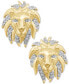 Фото #2 товара Men's Diamond Lion Stud Earrings (1/3 ct. t.w.) in 14k Gold-Plated Sterling Silver