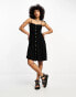 ONLY shirred detail button down mini dress in black