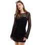 Pull&Bear knitted crochet mini dress in black Черный, S - EU 36 - фото #1