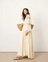 Фото #2 товара ASOS EDITION crochet trim drop waist blouson sleeve trapeze maxi dress in buttermilk