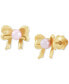 ფოტო #3 პროდუქტის Children's Pink Cultured Freshwater Pearl (3mm) Bow Stud Earrings in 14k Gold