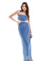 Фото #1 товара ASOS DESIGN bead trim cutout bandeau crochet midi dress in blue