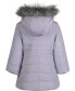 ფოტო #2 პროდუქტის Baby Girls Aerial Longline Faux Fur Hooded Jacket