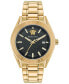 ფოტო #1 პროდუქტის Men's Swiss V-Code Gold Ion Plated Bracelet Watch 42mm