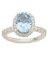 ფოტო #2 პროდუქტის Suzy Levian Sterling Silver Oval Cubic Zirconia Halo Ring