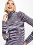 Daisy Street roll neck jumper in purple space dye