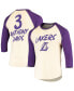 Фото #2 товара Men's Anthony Davis Cream, Purple Los Angeles Lakers Raglan 3/4 Sleeve T-shirt