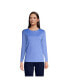 ფოტო #5 პროდუქტის Women's Petite Relaxed Supima Cotton Long Sleeve Crewneck T-Shirt