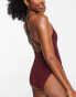 Accessorize scoop neck swimsuit in plum