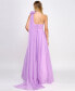 Фото #2 товара Juniors' Rosette One-Shoulder Ruched-Bodice Flyaway Gown, Created for Macy's