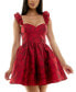 ფოტო #1 პროდუქტის Juniors' Floral-Jacquard Fit & Flare Dress