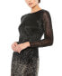 Фото #3 товара Women's Long Sleeve Beaded Fringe Column Gown