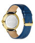 ფოტო #2 პროდუქტის Men's Phylipa Blue Leather Strap Watch 43mm