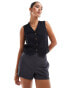 Threadbare linen look black waistcoat