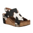 Фото #2 товара Corkys Carley Cow Print Studded Wedge Womens Black, White Casual Sandals 30-531