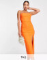 Фото #2 товара Vesper Tall strappy open back midi dress with thigh split in orange