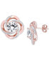 ფოტო #1 პროდუქტის White Topaz Floral Swirl Stud Earrings (5-1/7 ct. t.w.) in 18k Rose Gold-Plated Sterling Silver