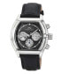 ფოტო #1 პროდუქტის Roman Genuine Leather Silver Tone & Black Men's Watch 1292BROL