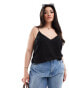 Фото #1 товара ASOS DESIGN Curve linen look v neck cami in black