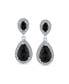 ფოტო #2 პროდუქტის Fashion Pave CZ Halo Black Pear Shaped Teardrop Drop Statement Earrings For Women Prom Rhodium Plated Brass