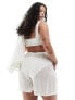 Фото #5 товара Esmee Curve stripe beach short co-ord in white