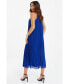 Women's Pleated Chiffon High Neck Midi Dress