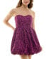 ფოტო #1 პროდუქტის Juniors' Jacquard Sweetheart Bubble-Hem Mini Dress