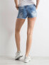 Фото #2 товара Женские джинсовые шорты Factory Price на пуговицах с молнией, с карманами, логотип, подол с бахромой, декор искусственный жемчуг