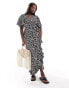 Vero Moda Curve wrap front maxi dress in black abstract print