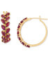 ფოტო #7 პროდუქტის Emerald Marquise-Cut Leaf Design Small Hoop Earrings (4 ct. t.w.) in 14k Gold, 0.67" (Also in Ruby & Sapphire)