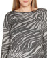 Фото #4 товара Black Label Women's Shiny Zebra Jacquard Long Sleeve Sweater