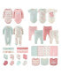 Фото #1 товара Костюм для младенцев The Peanutshell Набор подарочный для девочек, розовый, с цветочным слоником, 30 необходимых предметов