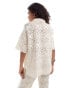 Фото #1 товара AllSaints Milly crochet shirt co-ord in ecru white