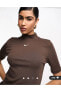 Sportswear Essentials Mock Short-Sleeve Top Kahverengi Kadın T-shirt