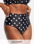 Peek & Beau high leg high waist bikini bottom with picot edging in black polka dot Marineblau gepunktet, 36 - фото #1