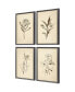 Vintage-Like Line Framed Art, Set of 4