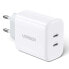 Фото #1 товара UGREEN PD Wall USB-C And usb-c wall charger 20W