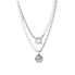 Stylish steel necklace with genuine river pearls JL0799